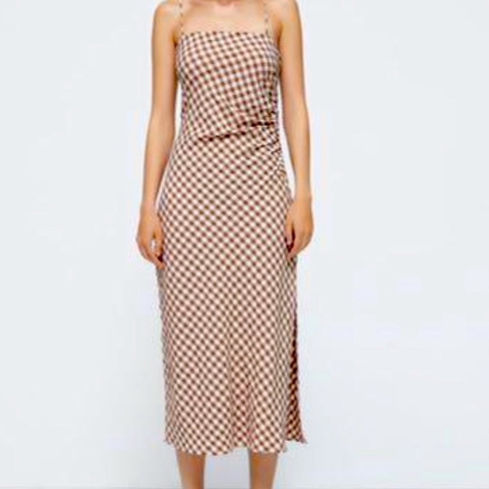 House of Harlow 1960 Brown Gingham Plaid Midi Dress